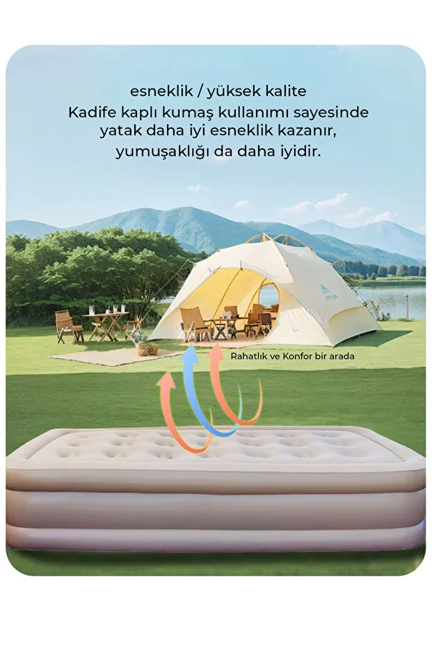 Kendi kendine şişen otomatik tek kişilik yatak